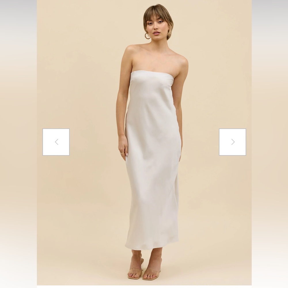 Strapless Light Gray Silk Dress